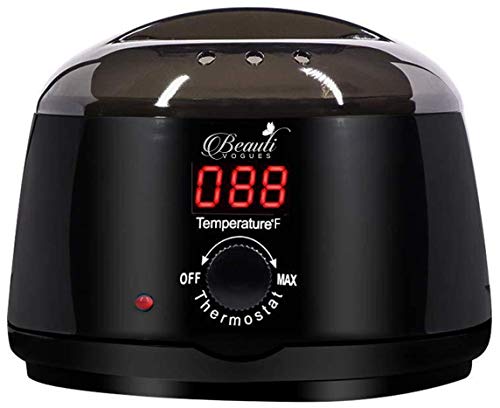 Rapid Melting Digital Wax Warmer, Hair Removal Waxing Kit for Stripless Waxing. Portable Machine Pot Melt Hard Beans for SPA & Facial Skin Body Hand Foot Leg Hair Remover + 4x100g Flavor + 10 Spatula