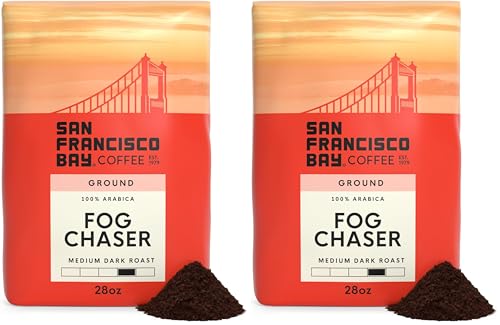 San Francisco Bay Coffee - Medium-Dark Roast - Fog Chaser (28 oz bag) - Ground Coffee,(Pack of 2)