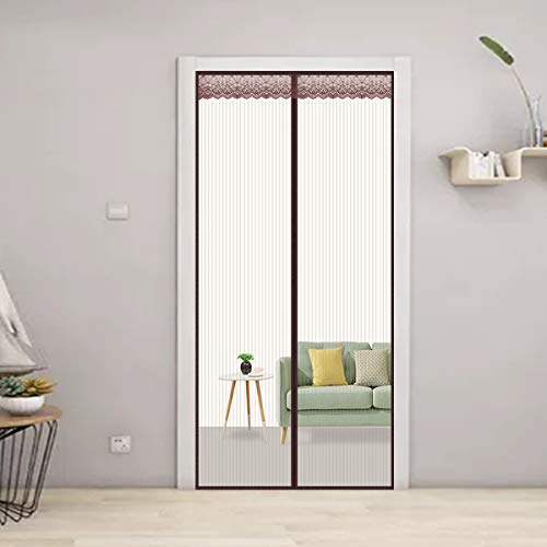 THAIKER Magnet Fliegengitter Balkontür, 180x260cm(71x102inch) Fliegennetz Insektenschutz Easy Install für Balkontür Wohnzimmer Terrassentür, Brown Cover