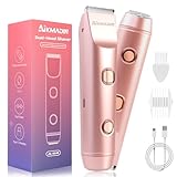 Bikini Trimmer for Women – Dual-Head Electric Razor, IP67 Waterproof USB-C Rechargeable Shaver for Bikini Line, Underarms, Legs & Face, Rose Gold Stocking Stuffer Holiday Gift