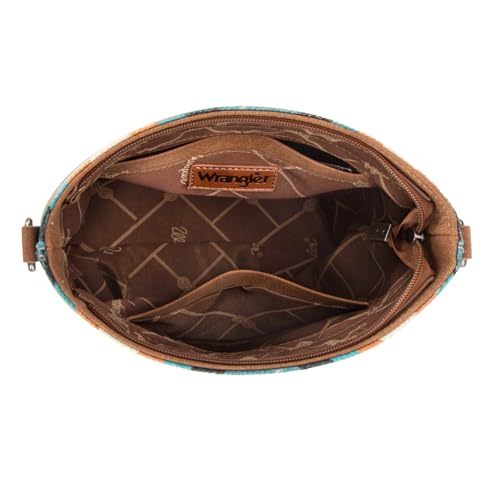 Image of Wrangler Aztec Crossbody Bags for Women Southwestern Print Canvas Shoulder Purse with Distressed Look and Adjustable Strap