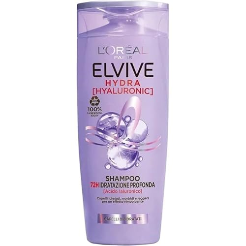 L'Oréal Paris Elvive Shampoo Purificante, Per Cute e Radici Grasse, Azione Riequilibrante, Cute Pulita Fino a 72h, Con Acido Salicilico e Acido Ialuronico, Hyaluronic Pure, 700 ml