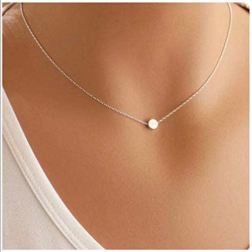 Yfe Simple Dot Necklace Jewelry Silver Tiny Dot Necklaces for Women and Girls Minimal Charm Necklace (Dot-Silver)