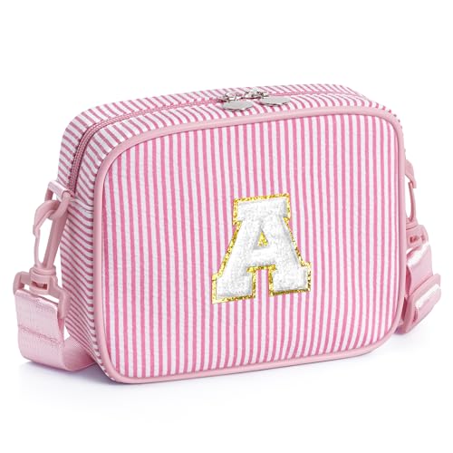 YOOLIFE Birthday Gifts for Girls Kids - Personalized Initial Pink Crossbody Bag for Girl Kid | 3 4 5 6 7 8 9 Year Old Girl Birthday Gift for Daughter Sister Little Girls Purse for Toddler Pink A