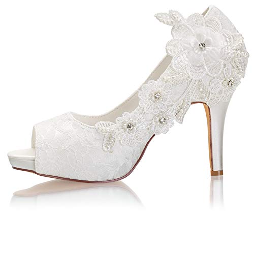 Emily Bridal Wedding Shoes Pointed peep Toe Flowers high Heel Bridal Shoes2