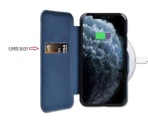 Image of WHITBULL PU Leather Magnetic Premium Flip Cover with 2 Card Slot for iPhone 17 - Blue