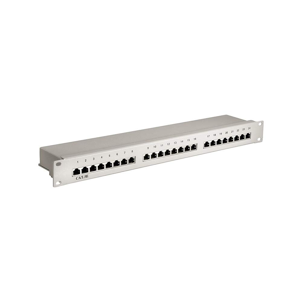 Goobay 68883 CAT 5e Panneau de Brassage 19 Pouces (48.3 cm), 24 Ports, Gris