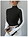 Verdusa Women's Ribbed Knit Color Block Sweater High Neck Long Sleeve Fitted Pullovers Black and White Medium