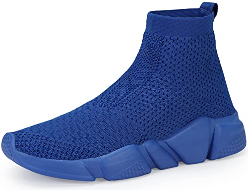 Shoful Herren-Sneaker zum Reinschlüpfen, leicht, atmungsaktiv, gestrickt, Fitnessstudio, Laufschuhe, modische Wanderschuhe, Blau, 42 1/3 EU Cover