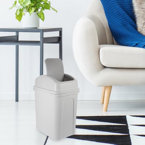 Caneca de basura plástica blanca con tapa para cocina miniatura 7