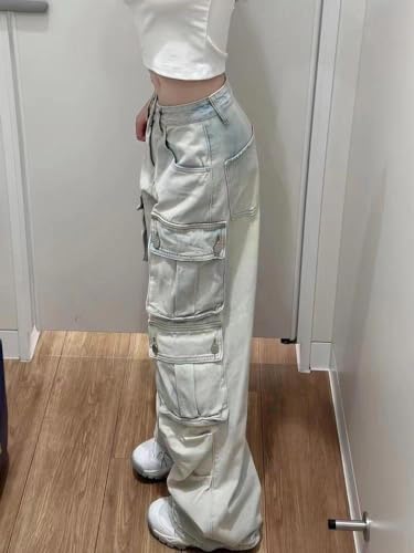 Women's Cargo Pants Y2K High Waist Baggy Jeans Flap Pocket Loose Denim Pants Streetwear4