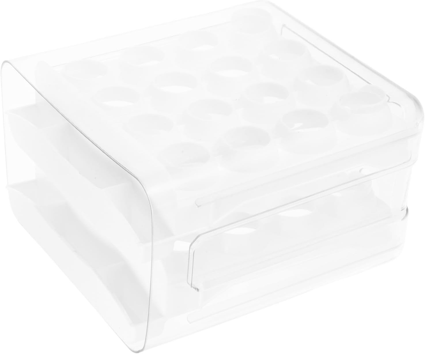 STOBAZA Double Layer Egg Storage Box Transparent Refrigerator Egg Organizer with Lid Versatile Storage for Fridge Countertop