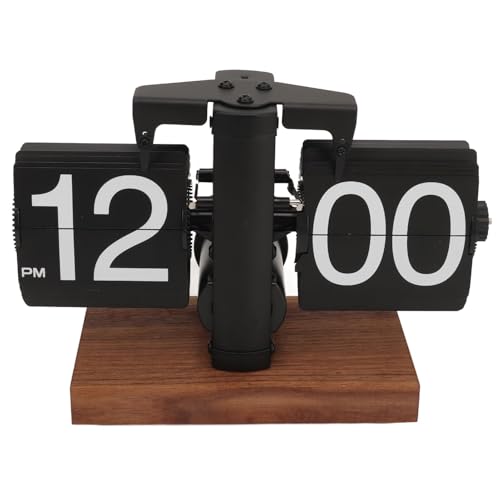 Tomedny Reloj Flip, Retro Digital Flip Down Clock Vintage Diseño clásico Decoración mecánica Gear Operado para el Hogar School Hotel Cafe (Negro)