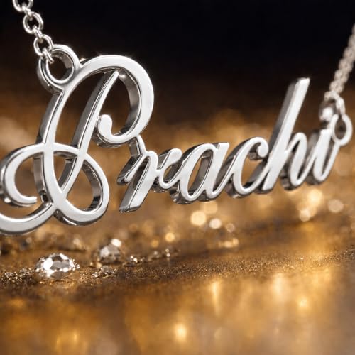 Image of Prachi Cursive Gold & Silver Name Pendant Necklace, Best Jewelry Gift for Girls.