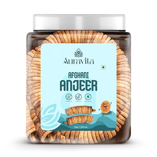 Image of Auravita Naturally Dried Premium Anjeer 1kg | Soft Juicy Figs Dry Fruit | No Added Sugar | Rich Source Of Fiber | Low in Fat | Healthy Snack Jar Pack
