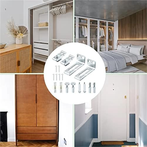 4Sets Kit de Herrajes para Puerta Plegable Bi-Fold, Kits de Puerta Plegable con Giro Inferior y Ruedas Guía para Puertas de 3/8 Pulgadas de Grosor miniatura 5