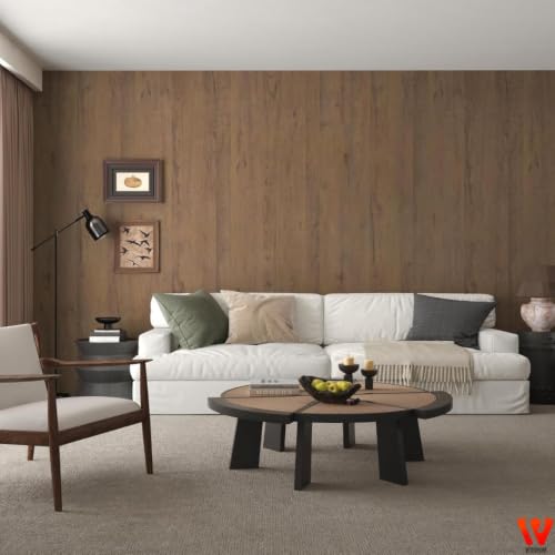 Image of WISDOM Brown Wood Grain Peel and Stick Wallpaper, Thick Waterproof Vinyl Wood Contact Paper, Removable Self-Adhesive Cabinet Wallpaper for Kitchen, Bathroom & Furniture, 24 x 200 in, Toasted Wood
