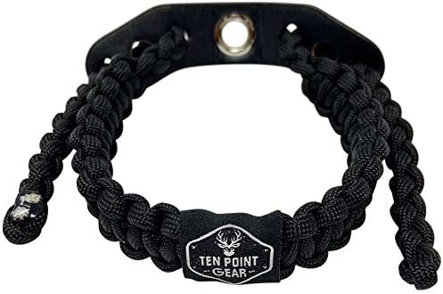 Ten Point Gear Arco Tiro con Arco Eslinga de Muñeca 550 Paracord - Supervivencia Caza Tiro - 100% Cuero de Grano Completo con Ojal de Metal