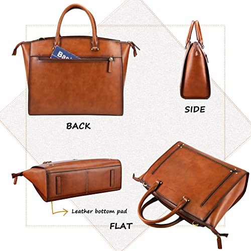 Banuce Leather Briefcase For Women 14 Inch Laptop Bag Vintage Business Office Work Bag Brown #TOP4