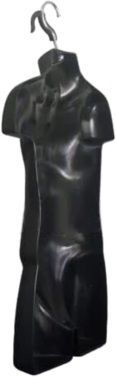 DisplayTown Child Mannequin Torso with Metal Stand Hollow Back Body Stackable Dress Form for Tshirt Display, Countertop, Craft Shows, Photos and Design, Size 5T-7 (Black, Set of 1)