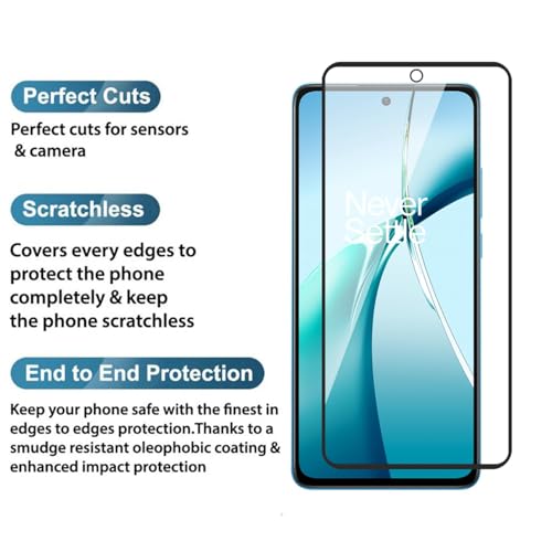 Image of DARKFIT Tempered Glass Premium Screen Protector Compatible for OnePlus Nord CE4 Lite | Edge to Edge Coverage with Easy Installation Kit | Scratch Resistance | HD Clear Glass (Black Border) | Pack of 1