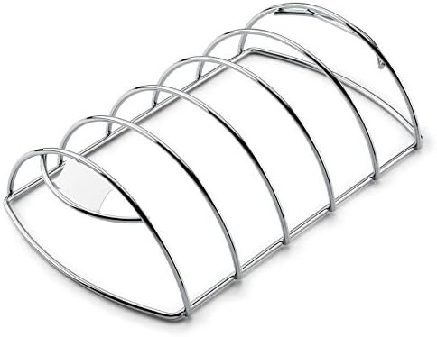 Weber Rippchen Halter, hält bis zu 5 Rippenstangen/Spare-Rips, Antihaft-Edelstahl, spühlmaschinenfest, passend für alle Grills (Holzkohle ab Ø 47cm, Gas, Pellet, Elektrisch) - Silb