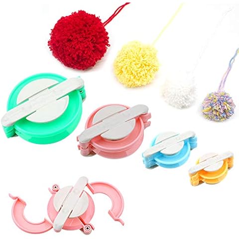 zatyorg 4PCS Pom Pom Maker 4 Sizes Different Sizes DIY Fluff Ball Weaver Needle Craft DIY Wool Knitting Craft Tool Set for Kids and Adult Cover
