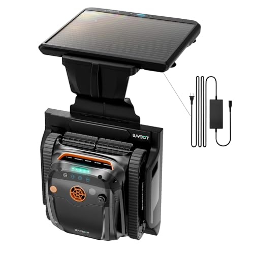 WYBOT S2 Solar Betriebener Poolsauger für Innenpools, 7 Modi und 7 Wege, automatische Rückgabe und Aufladung, 2,5 Stunden Laufzeit, Dual-Filtration, App-Steuerung, deckt 300 m² (Grau und Orange)