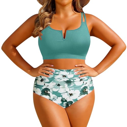 Bikini grande taille vert taille 44 sublime les formes pour la plage