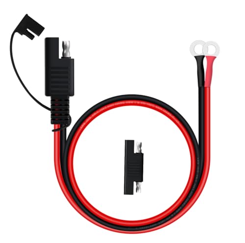 HuaLiSiJi SAE to O Ring Battery Connector 10AWG 30A 12V 24V, for Car Battery Charging Or Other Equipment (0.3m)