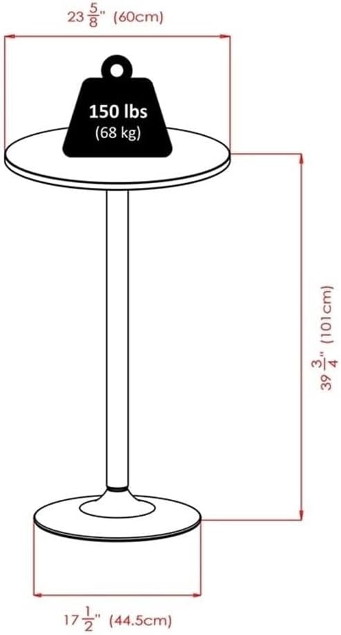 Pemberly Row Round Transitional Pub Table, 39.76 in Height, Composite Wood and Metal, Black Finish, Sleek Accent or Dining Table for Home or Office