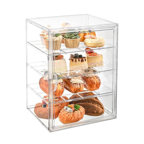 4-Tier Adjustable Clear Pastry Display Cases (4 Pack)