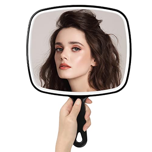 Kmchilj Large Hand Mirror Wall Mount Hand Mirror Salon Barber Mirror With Handle （9” W X12.4” L） #TOP1