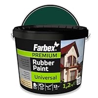 FARBEX Universal Premium Gummi Farbe-Innen und Außenfarbe für alle Oberflächen, Elastische Abdichtung gegen Feuchtigkeit, Witterung-1,2 kg-Grün