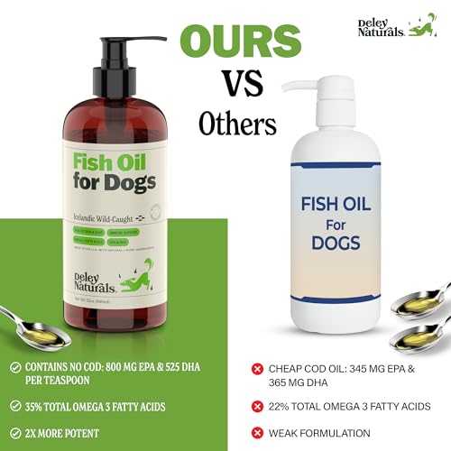 Deley Naturals Dog Fish Oil Icelandic - Dog Itching Skin Relief with Omega 3 6 9 for Skin, Coat, and Heart - Omega 3 Fish Oil for Dogs Skin Irritation Treatment - Skin and Coat Supplements for Dogs - Thumbnail 5