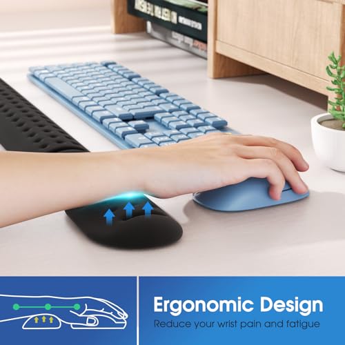 image for KTRIO Upgrade Memory Foam Keyboard Wrist Rest Set - Massage Holes Desi