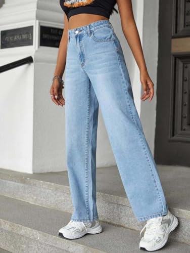 Image of KOTTY Women's High Rise Cotton Lycra Blend Ankle Length Relaxed Fit Jeans Light Blue (Blue,34) KOTTYLADIESJEANS1099XXL