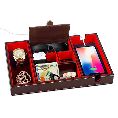 LuxDuo Valet Tray, Nightstand Organizer, Valet Tray for Men, Nightstand Organizer Women, Mens Gifts, Mens Valet Tray, Womens Gifts, EDC Tray, Dresser Top Organizer, Mens Organizer Station