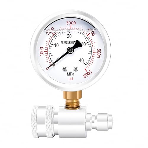Pressure Washer Gauge with 3/8 Inch Quick Connect Heavy-Duty Pressure Gauge for Power Washer 6000 PSI