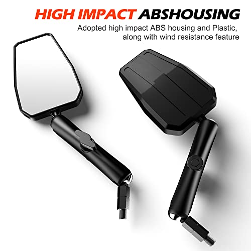 Esploratori Motorcycle Rear View Mirrors, Black Universal Angle Adjustable Aluminum Motorcycle Mirror With 7/8" Handlebar Mount And 8/10Mm Screws Compatible With Street Dirt Bike Scooter Moped Atv #TOP1