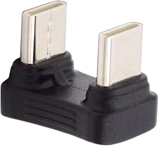 NFHK 480Mbps USB-C Type C Male to Male Coupler Extender Power Data Adapter Opposite U Shape Back Angled for Power Bank Phone Laptop