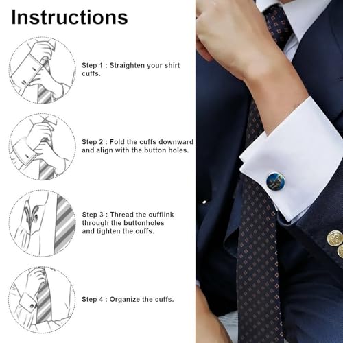 Mancuernillas redondas CASOWAT para hombre miniatura 7