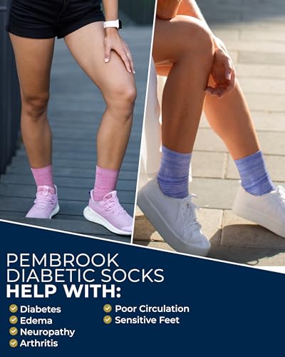 Image of Pembrook Bamboo Viscose Diabetic Socks for Women & Men - 6 Pairs | Breathable Wide Non Binding Plus Size Socks | Loose Fit