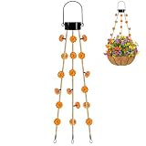 XTHlamp Outdoor Solar Plant Hanger - 25-inch Hemp Rope Hanger with 15 LEDs; Hanging Strap for Flower Pots, Lanterns, Bird Feeders; Plant Hanger for Gardens, Patios, Porches, Balconies