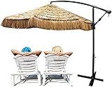 hanzeni Stroh Regenschirm Outdoor Hawaiian Strand Bast Runde Regenschirme Wasserdichter Sonnenschirm Tropischer Stil Strohgedeckter Sonnenschirm für Garten Strand Hinterhof