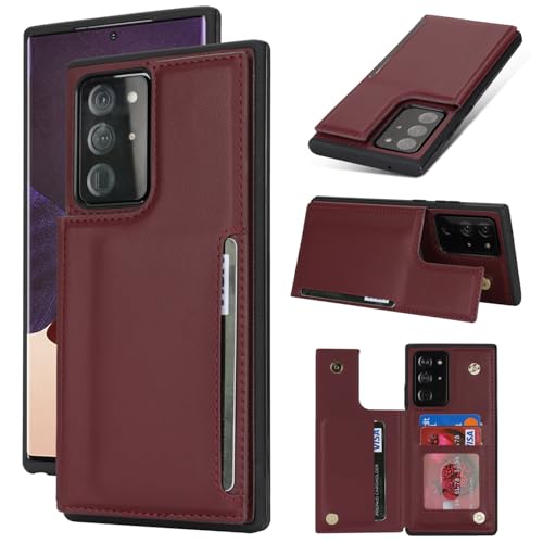 Étui cuir PU Samsung Note 20 Ultra rouge finition couture haute résistance