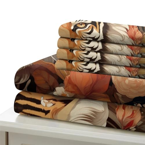 Housse de couette double 200x200cm microfibre douce style jungle sauvage