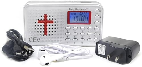 Daily Meditation CEV Dramatized Audio Bible Player - Versión en inglés contemporánea Biblia electrónica parlante con cargador y auriculares,