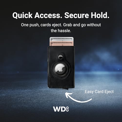 Bifold AirTag Wallet for Men – Slim RFID-Blocking Pop-Up Card Holder with Built-In AirTag Holder – Vegan Leather Front Pocket Wallet with Cash Slot (Black, Holds 10 Cards)3