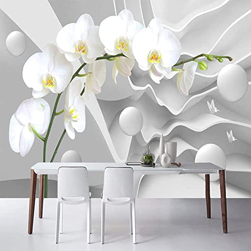 Moderno Y Creativo 3D Wallpaper Wall Mural, Phalaenopsis En Relieve Mural De Pared Removible | Papel Pintado Grande Autoadhesivo Para Niños, Niñas, Dormitorio, Sala De 140 (ancaHtoo) x 70 (aHto) cm